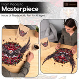 ESTROSO Wooden Puzzles for Adults - Bald Eagle Mandala 500 Piece Wooden Jigsaw Puzzle - 20.9x16.4 Inches - Giftable Wooden Box and Carrying Bag - Challenging Wooden Jigsaw Puzzles ESTROSO