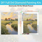 Landscape Diamond Painting Kits for Adults, Sunset Scenery Diamond Art Kits for Beginners, 5D DIY Full Round Drill Farm Diamond Painting Gem Art for Adults, Home Wall Decor 12 x 16 Inch Generic