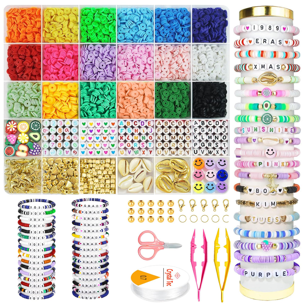 OHOME 5300 Clay Beads Bracelet Making Kit,Arts and Crafts for Kids Ages 8-12,Back to School Crafts Games Toys for 3-10 Year Old Birthday,Travel Essential OHOME