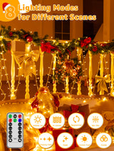 Guhope Christmas Lights 1200LED 196FT, Waterproof Outdoor String Lights with Remote and Timer, 8 Modes Dimmable Fairy Lights for Indoor Outdoor Wedding Party Holiday Decorations (Warm White) Guhope