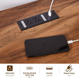 boknight 60" Farmhouse Executive Desk with Charging Station,Home Office Desk with 2 Drawers &1 File Cabinet,Wood Work Desk for Office and Home (Blue) boknight