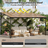 12' x 14' Gazebo, Large Wall Mounted Gazebos Pergola with Metal Frame, Hard Top Lean to Pergola, Outdoor Patio Lean to Metal Awnings Gazebos for Deck, Porch, Backyard Reljofum