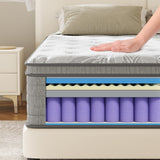 KOW Full Mattress, 14 Inch Individual Pocket Springs with Gel Memory Foam, Medium Firm Mattresses in a Box, Hybrid Full Size Mattress with Pressure Relief (14 in, Full) KOW