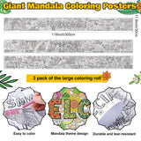 Janlaugh 3 Pack Giant Mandala Coloring Posters 9.8 Feet Long Back to School Motivational Jumbo Large Coloring Sheets Pages DIY Drawing Paper Rolls for Summer Classroom Craft Home Team Art Activity Janlaugh