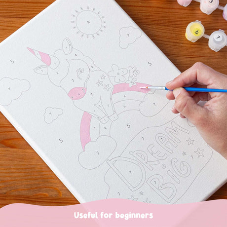 BONNYCO Paint by Numbers Kit for Kids Unicorns Pack 3 Canvas Paint by Number Canvas Framed Pre Drawn, Unicorn Gifts for Girls | Arts and Kids Crafts 4-6 8-12, Pintar por Numeros | Unicorn Craft BONNYCO