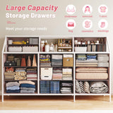 EnHomee 55”W Dresser for Bedroom, Pink Dresser for Bedroom, Dresser with 13 Large Drawer, Dressers & Chests of Drawers, Bedroom Dresser with 2 Shelves, Long Dresser for Closet EnHomee