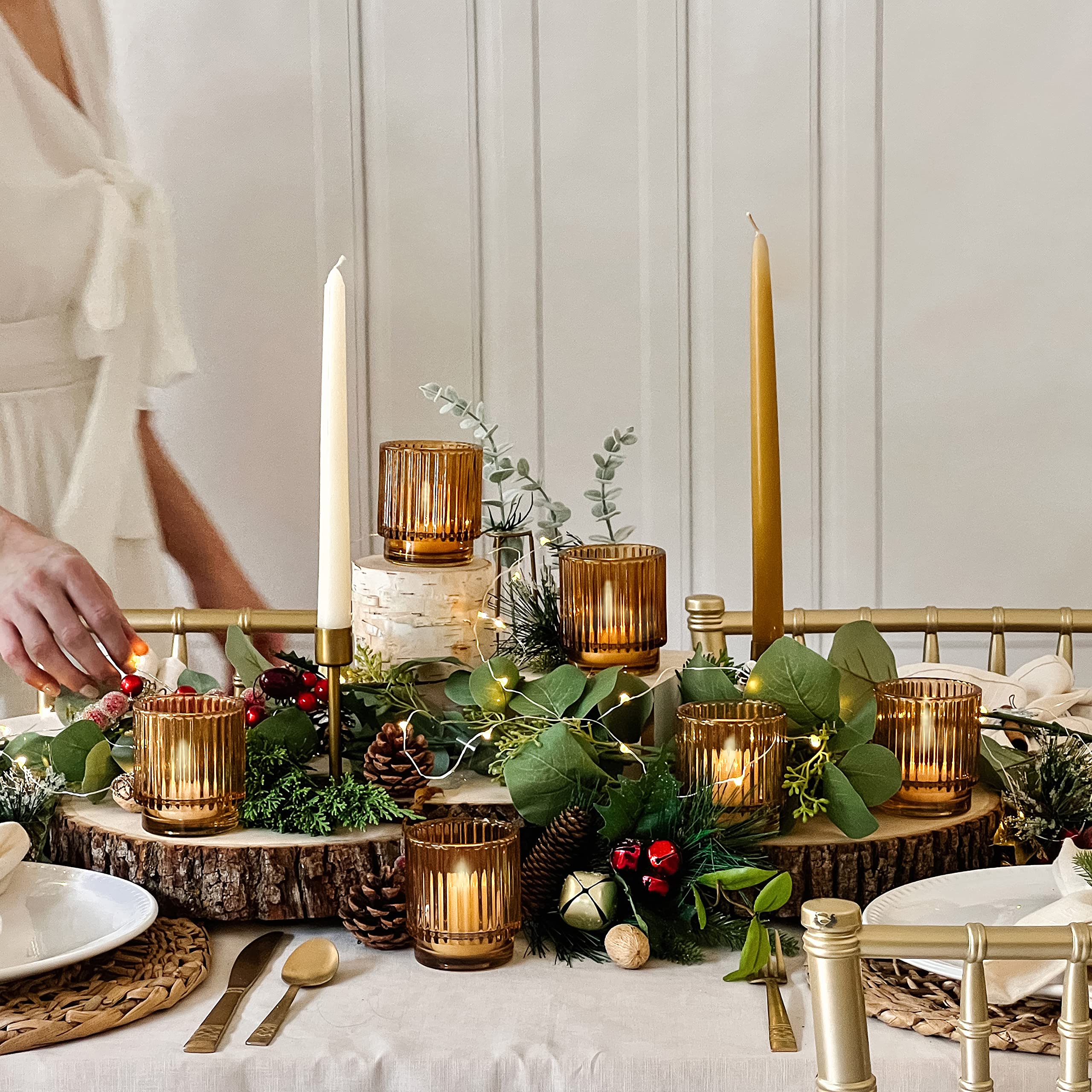 Kate Aspen Vintage Glass Tealight & Amber Votive Candle Holders - Thumbnail 5