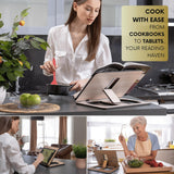 Vigo Wood Book Stand, Book Holder, Reading Stand, Cookbook Holder, Recipe Book Stand, Wooden Book Stands for Reading, Cookbook Stand for Kitchen, Book Holder for Reading in Bed (Oak) Vigo Wood