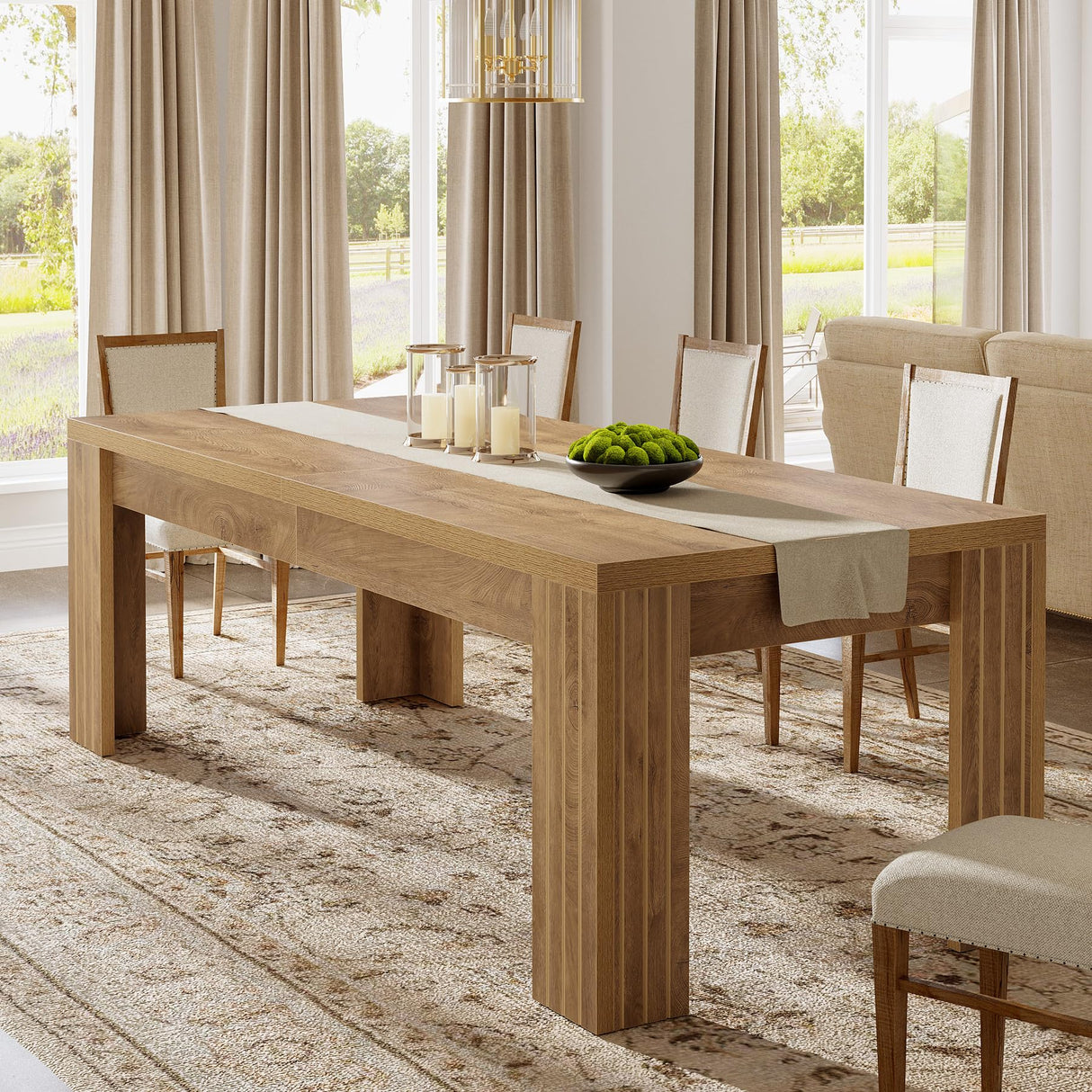 Tribesigns 78.7-Inch Farmhouse Dining Table for 6-8, Large Rectangle Kitchen Table with Heavy Duty Legs for Kitchen & Dining & Living Room (Natural) Tribesigns
