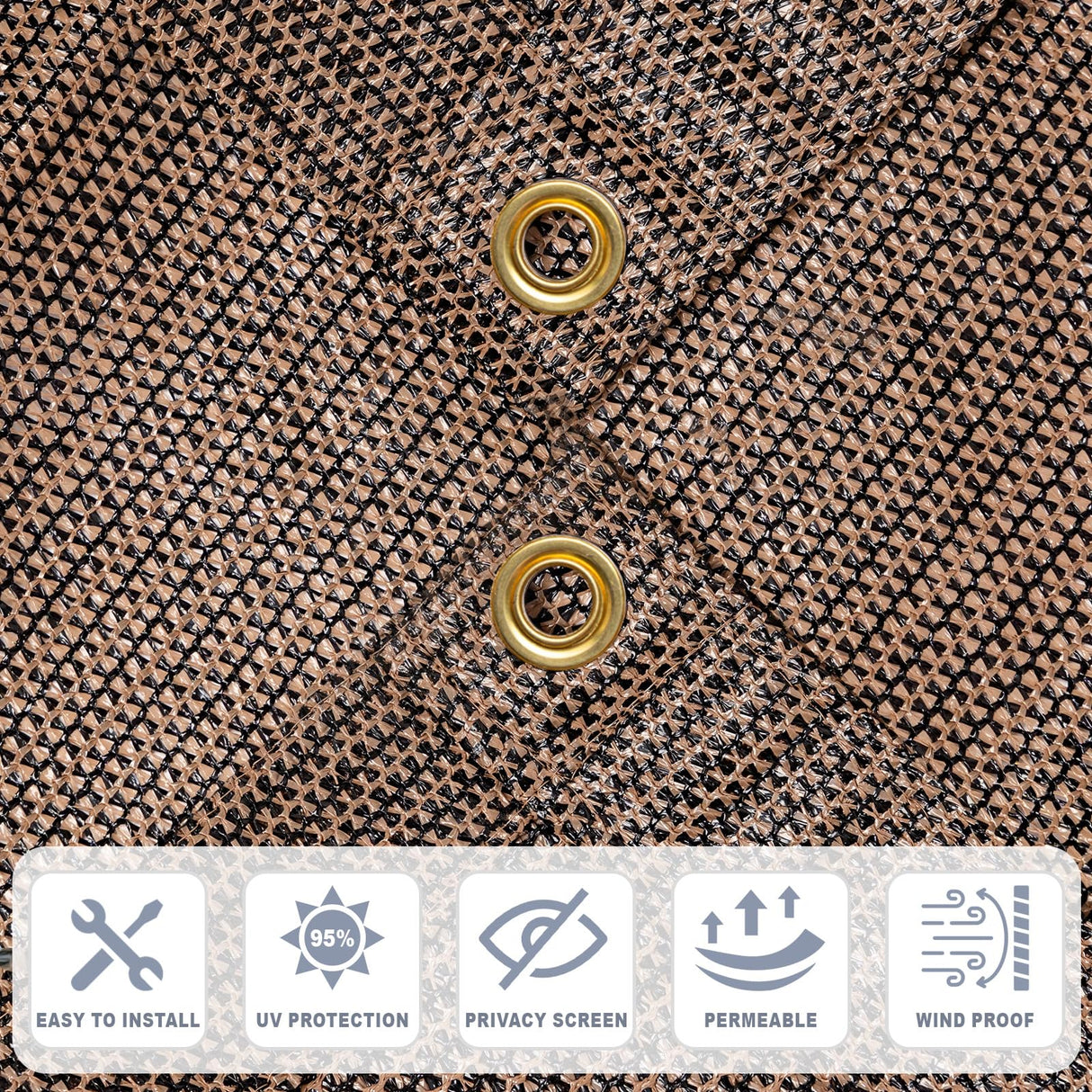 Cool Area Sun Shade Cloth with Grommets 10×15 FT Shade Panel Shade Tarp Screen Fabic for Outdoor Patio Pergola Cover Deck Garden, Brown (Customized) Cool Area