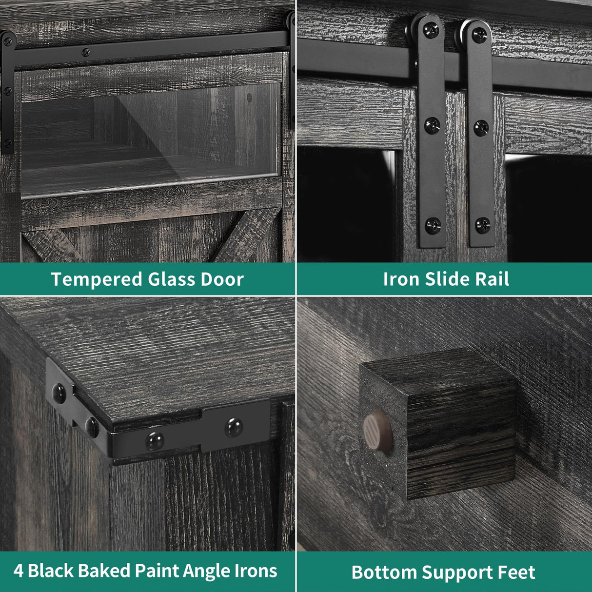 YITAHOME Farmhouse TV Stands for 75 Inch TV with Power Outlets, Entertainment Center with Sliding Barn Doors and Adjustable Shelves, TV Cabinet Media Console Table for Living Room, Dark Rustic Oak YITAHOME