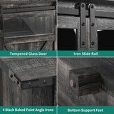 YITAHOME Farmhouse TV Stands for 75 Inch TV with Power Outlets, Entertainment Center with Sliding Barn Doors and Adjustable Shelves, TV Cabinet Media Console Table for Living Room, Dark Rustic Oak YITAHOME