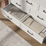 BAZELOR Farmhouse 7 Drawers Dresser for Bedroom, Wood Rustic Wide Chest with Metal Handles, Storage Dressers Organizer for Bedroom, Hallway, Entryway, White BAZELOR