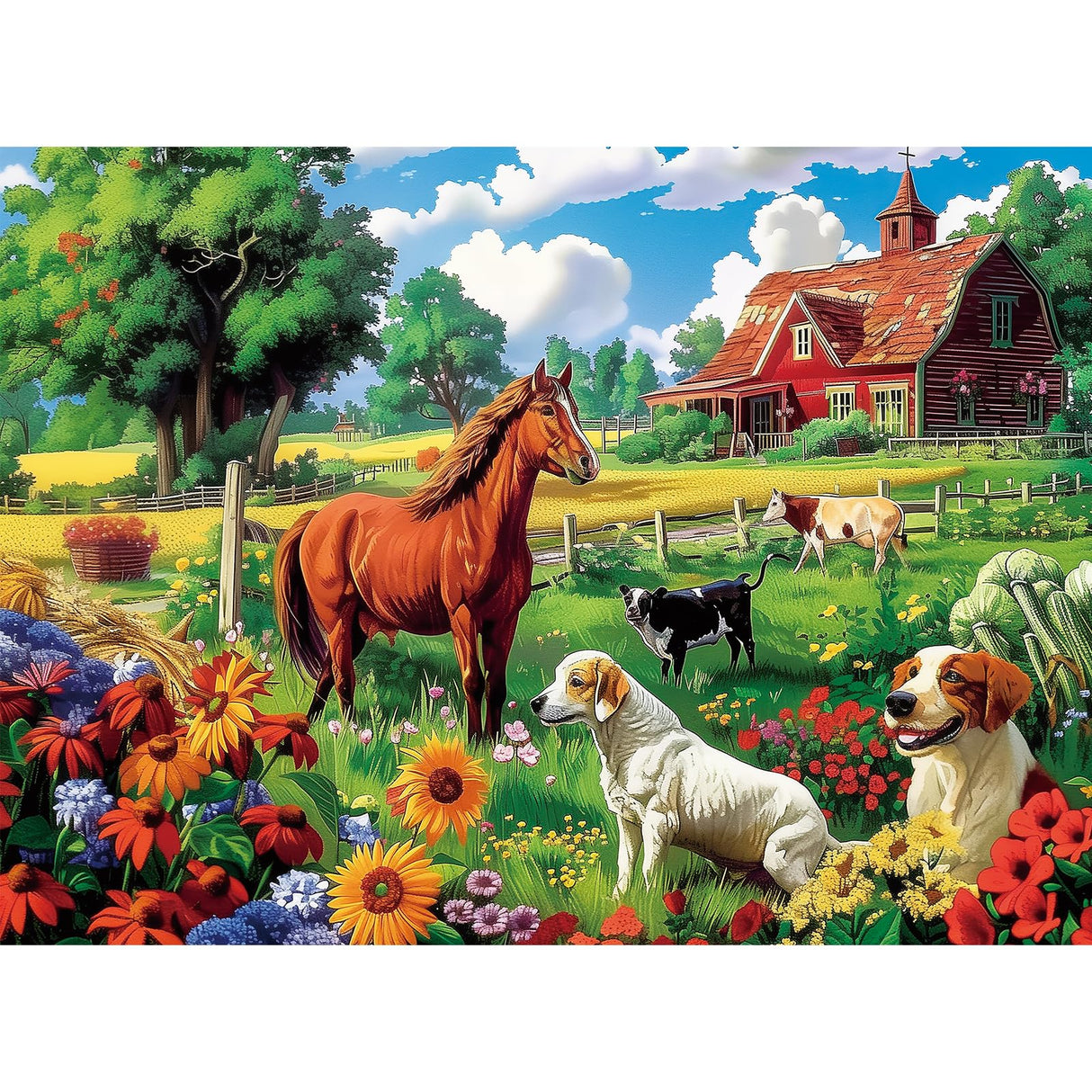 300 Piece Puzzles for Adults,Dogs and Horses Large Piece Jigsaw Puzzle for Adults Kids Seniors,Recycled Cardboard Dogs Puzzle 300 Piece,Family Activity Great Gift for Family Friends 20.5 * 15 in MJYPHDM