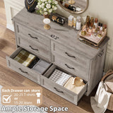 GarveeHome 6 Drawers Dresser for Bedroom,Chest of Drawers with Wide Metal Handle,Farmhouse Modern Wooden Dresser,Natural Texture,Storage Organizer Dresser for Bedroom,Living Room,Kids Room(Grey) GarveeHome