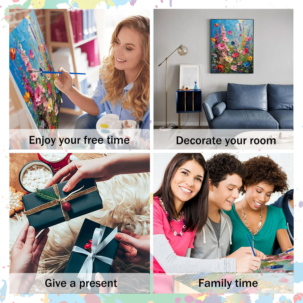 Hutarosl Wild Flowers Paint by Numbers Kits for Adults - Flowers Paint by Number Adult,Flower Canvas Paint by Numbers for Adults,DIY Oil Painting Kits for Gifts Home Decor 16x20in Hutarosl