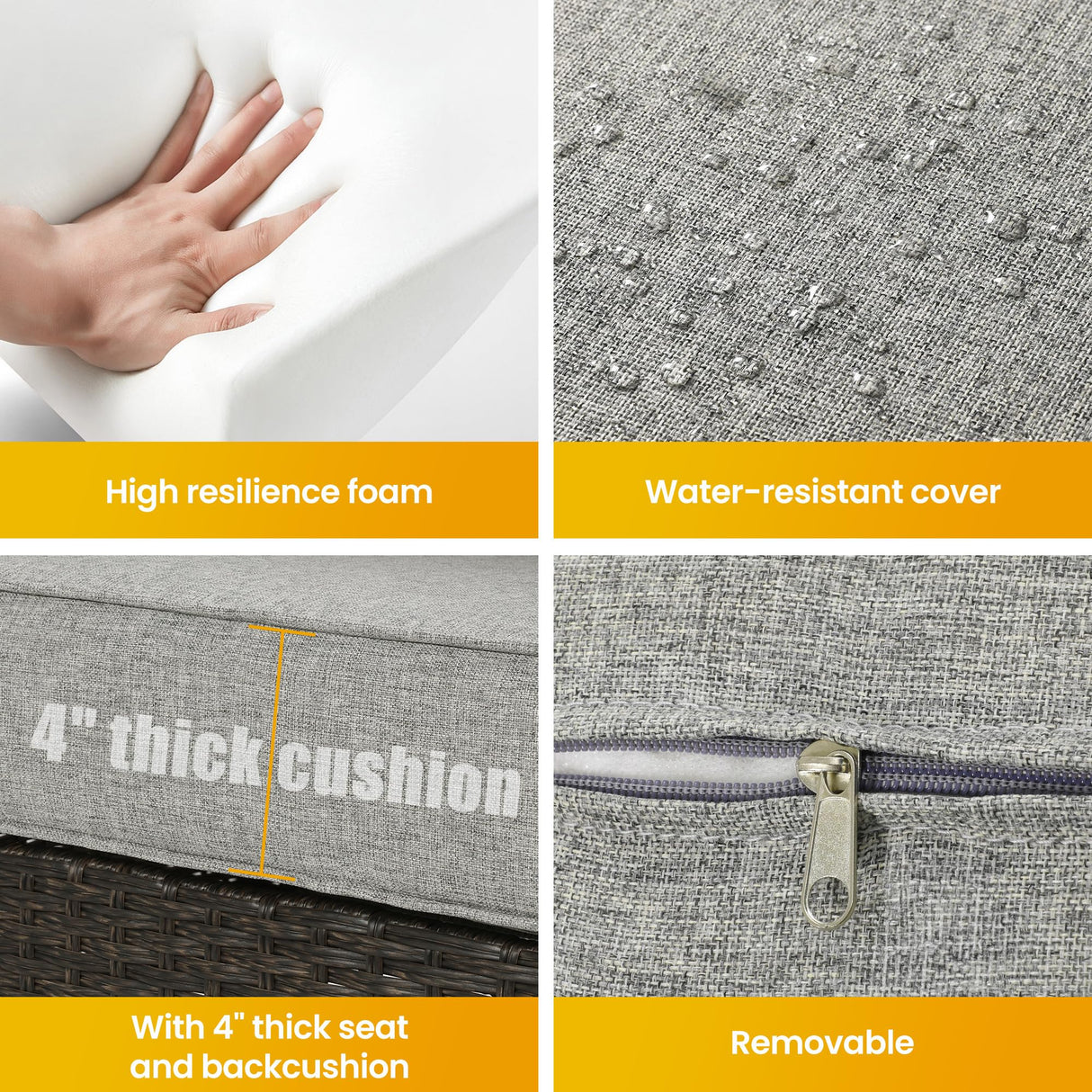 Aluminum Patio Sofa Outdoor Couch with Upgraded Cushions, All-Weather Outdoor 3 Seats Sofa Couch for Pool Garden Porch Backyard, Grey SUNVIVI OUTDOOR