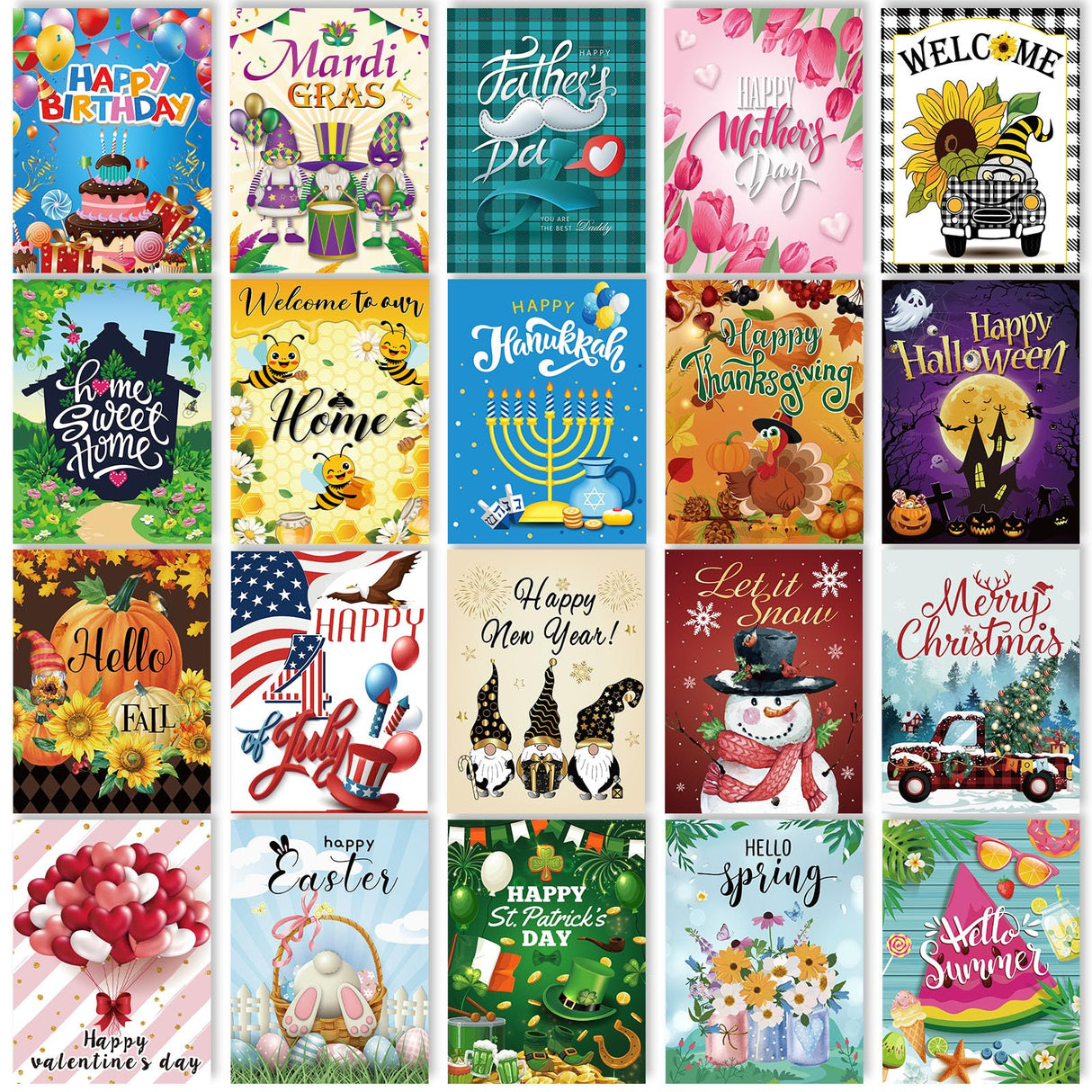 Qeeenar 20 Pcs DIY Diamond Art Kits 5D Diamond Painting Kits for Adults Spring Summer Mother's Day Gifts Decoration Dots Paintings for Beginners, 12 x 16 Inch (Seasonal) Qeeenar