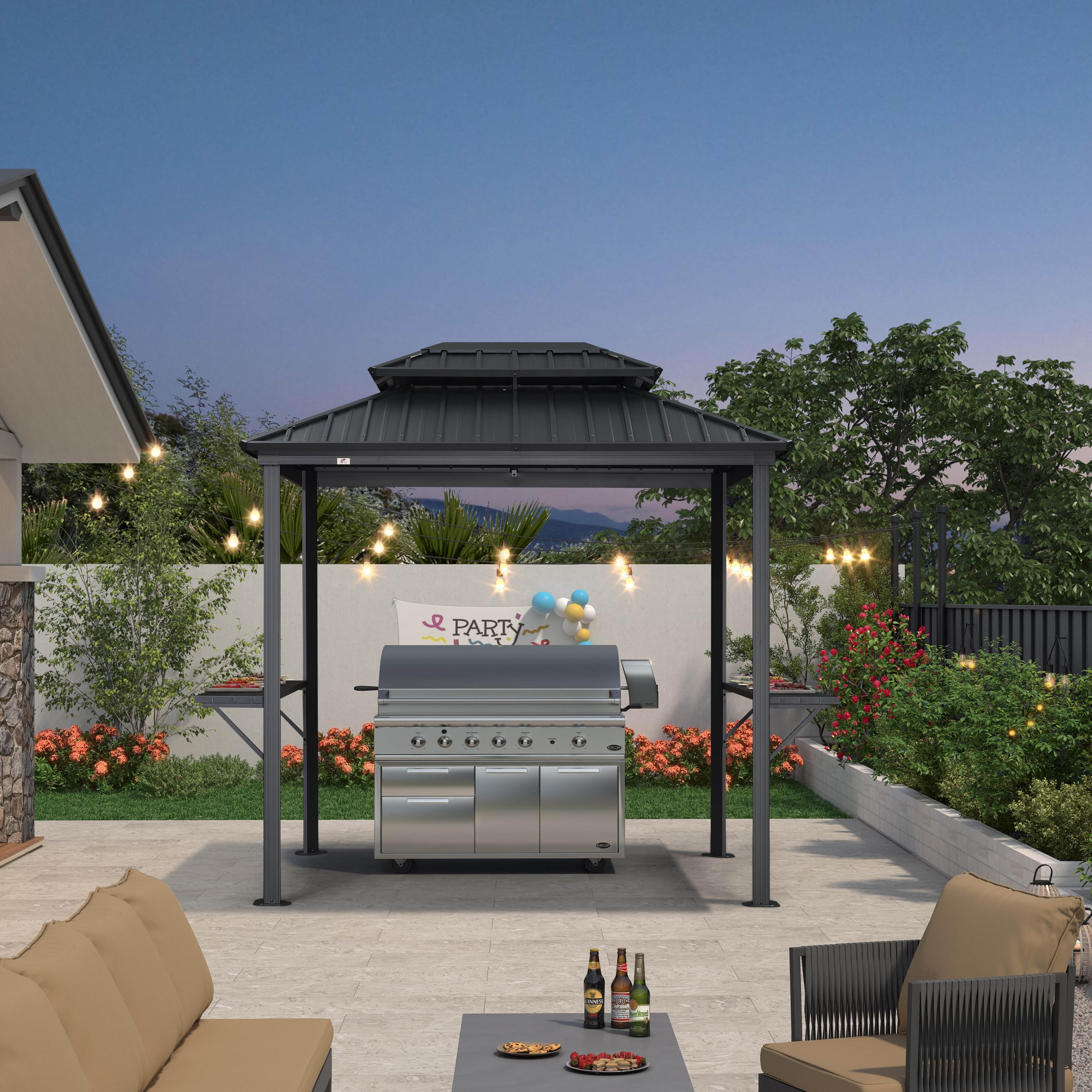 Purple Leaf Hardtop Grill Gazebo - Thumbnail 3
