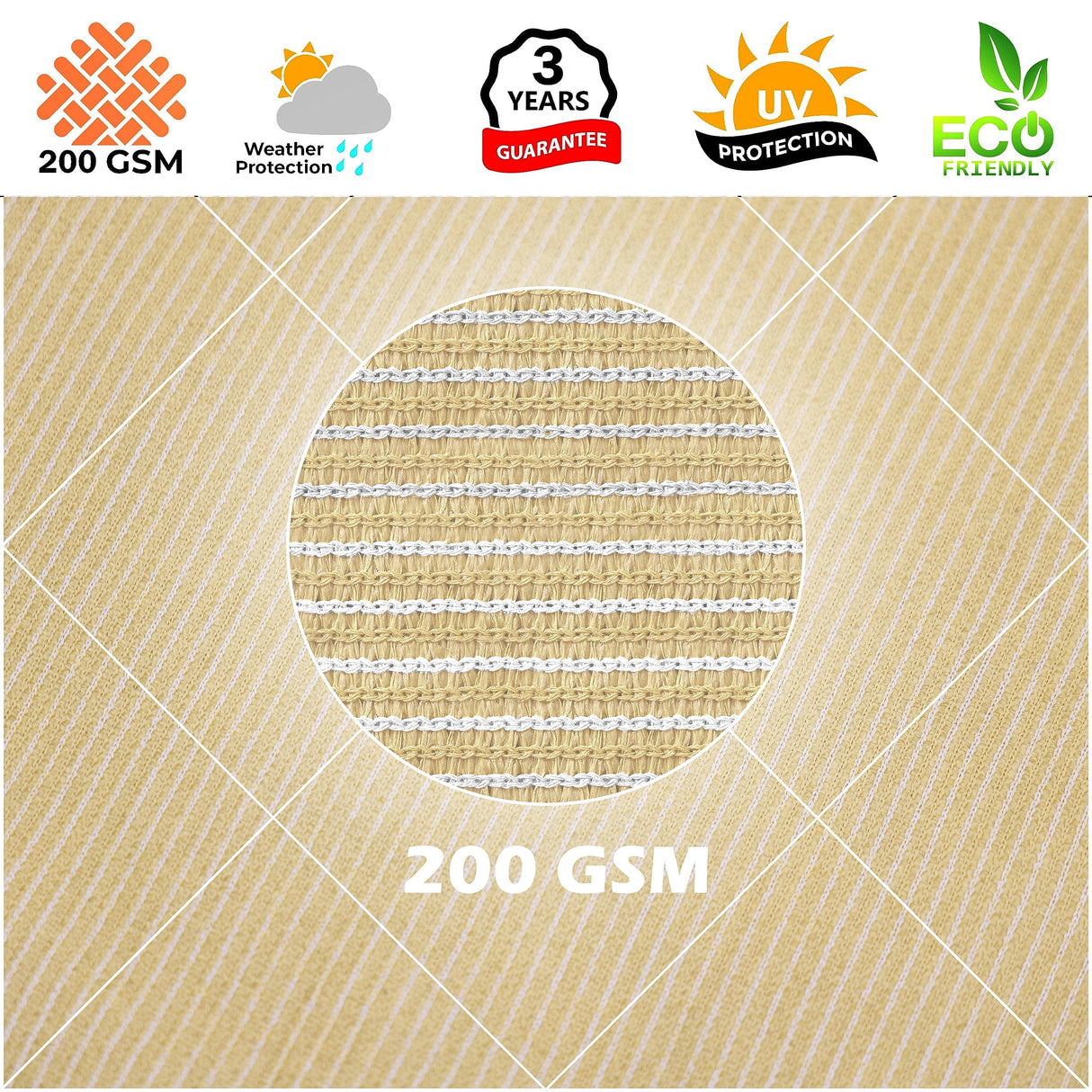 Royal Shade 8' x 14' Beige Rectangle Sun Shade Sail Canopy Outdoor Patio Fabric Screen Awning RTAPR0814 - UPF50+ 95% UV Blockage, Heavy Duty, Water & Air Permeable (We Make Custom Size) Royal Shade