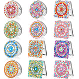 Kigley 12 Pcs Mandala Makeup Diamond Painting Mirror DIY Pocket Mirror Compact Diamond Art Kits for Adults Portable Crystal Magnifying Folding Purse Mirror for Beginners Women Man Crafts Kigley