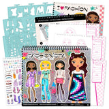 Fashion Angels Fashion Design Sketch Portfolio - Sketch Book for Beginners, Sketch Pad with Stencils and Stickers for Kids 6 and Up, Brown(Covers May Vary) Fashion Angels