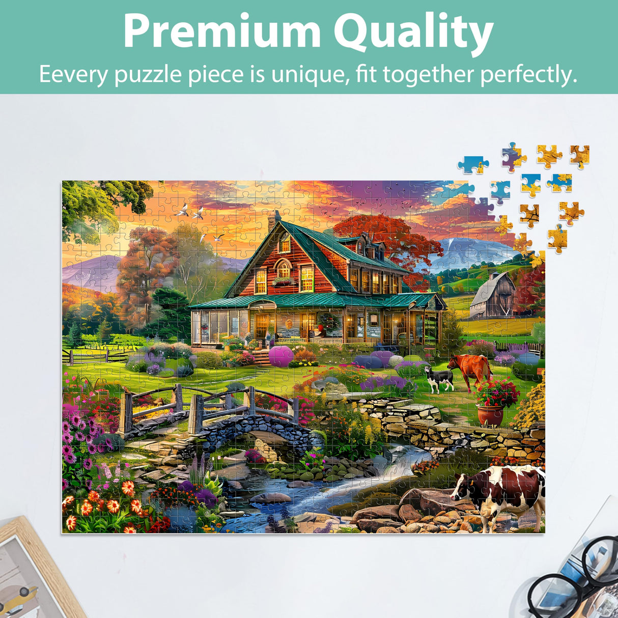 Jigsaw Puzzles for Adults 500 Pieces, Country Life Puzzle Interlock Perfectly Letter on Back No Dust, Challenging Puzzle Home Decor Birthday Party Gift Toy for Men Women Olders Seniors (21 x 15 in) Jeacirio