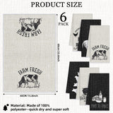 Redbaker 6 Pcs Farm Animal Kitchen Towels Farmhouse Funny Dish Towel Rustic Hand Towels Rooster Cow Pig Decorative Tea Dishcloth Absorbent with Hanging Loop for Kitchen Bathroom Housewarming Gift Redbaker