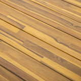 Christopher Knight Home Harpe Outdoor Patio Acacia Wood Dining Table Rectangular, Wood Slat Panel Top Dining Table, Dining Table for Backyard, Garden, Lawn,Teak Finish+Black 32.00" Dx69.00 Wx30.00 H Christopher Knight Home