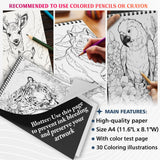 NETHOUSE Wildlife Coloring Book for Adults Relaxation & Stress Relief, Softcover, 30 Wild Scenes Coloring Pages of Natural Exploration, Diverse Wildlife NETHOUSE