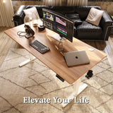 Monomi Electric Standing Desk, 63 x 28 inches Height Adjustable Desk, Ergonomic Home Office Sit Stand Up Desk with Memory Preset Controller (Natural Top/White Frame) Monomi