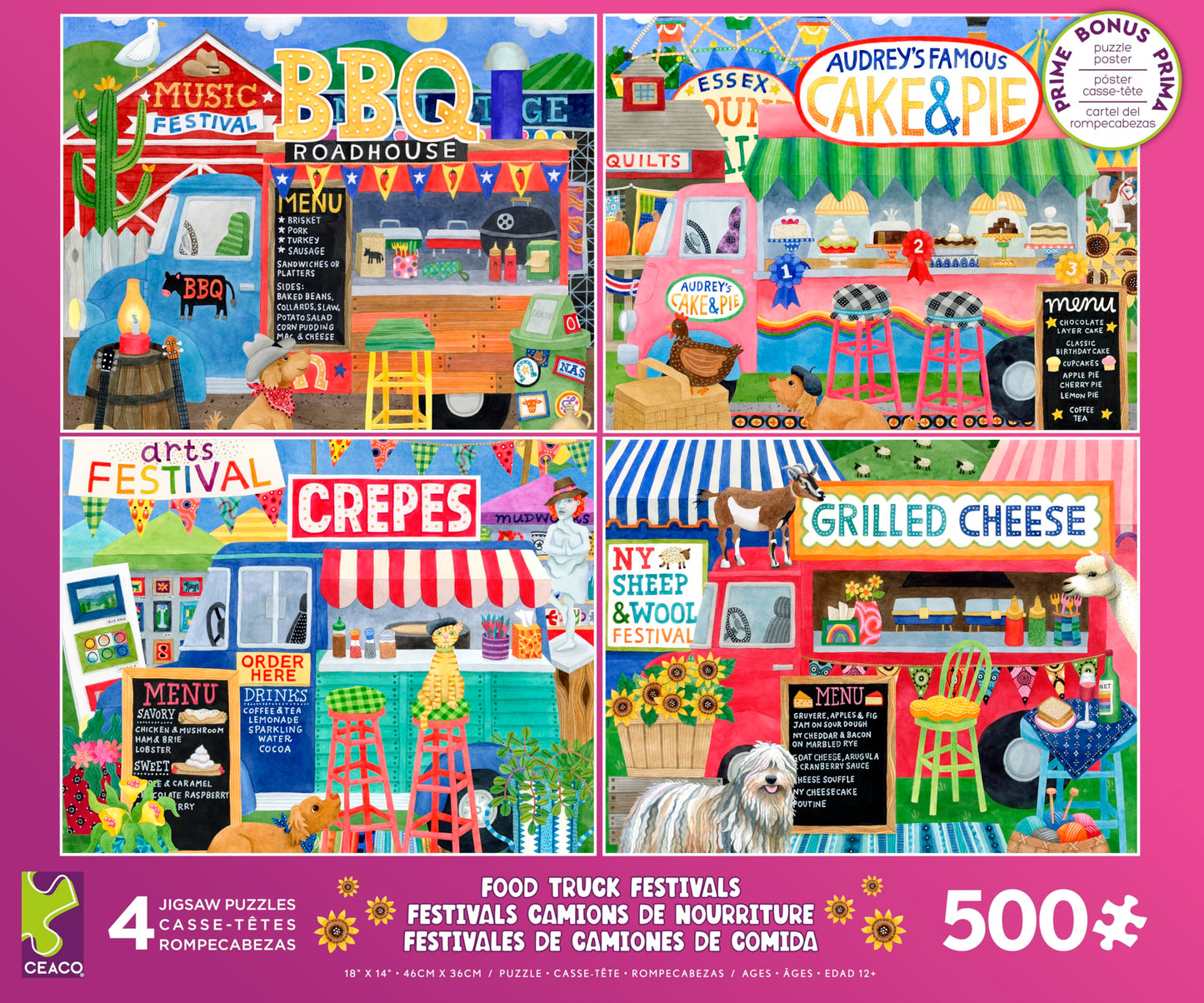 Ceaco - 4 in 1 Multipack - Food Trucks - (4) 500 Piece Jigsaw Puzzles