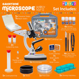 Play22 Kids Microscope Kit 50 PCS - Science Kit for Kids 120X-1200X Microscope Slides, Metal Body Microscope, Carrying Box, Science Experiments Lab Toy Gifts Play22