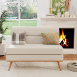 Aklaus Upholstered Small Loveseat,Faux Leather Modern Mini Sofa Couch Love Seat Armless Settee Bench with Back for Living Room Bedroom Office Small Space Entryway Beige Aklaus