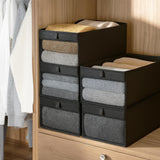 STORAGE MANIAC 6 Pack Storage Bins with Clear Window, Storage Boxes for Shelves, Sturdy Foldable Closet Organization Fabric Shelf Basket for Toy, Towel, Book, Jeans, Offices, Dorm, Wardrobe, Black STORAGE MANIAC