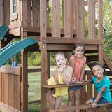Swing-N-Slide WS 8353 Knightsbridge Deluxe Wooden Swing Set with Two Slides, Climbing Wall, Swings, Glider & Picnic Table, Wood Swing-N-Slide