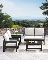 SERWALL HDPE Patio Coffee Table for Balcony, Deck, Black SERWALL