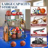 Mythinglogic Sports Equipment Garage Organizer,Garage Ball Storage for Sports Gear and Toys, Rolling Ball Cart with Wheels for Indoor/Outdoor Use Mythinglogic