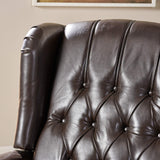 Christopher Knight Home GDFStudio Elizabeth Tufted Bonded Leather Recliner, Vintage Reclining Reading Armchair, 28.5D x 34.5W x 41H in, Brown GDFStudio