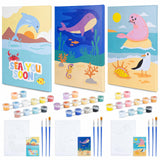 BONNYCO Paint by Numbers Kit for Kids Sea Animals Pack 3 Canvas Paint by Number Canvas Framed, Ocean Gifts for Kids, Arts and Crafts 4-6 8-12 Pintar por Numeros Pre Drawn Painting Under Sea Crafts BONNYCO