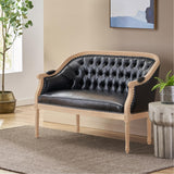 Christopher Knight Home Faye Tufted Upholstered Loveseat - Midnight Black/Gray Christopher Knight Home