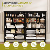 Dresser for Bedroom Black Bedroom Dresser with LED Lights and Charging Station, 8 Long Fabric Drawers Dresser, Tall Wide Chest of Drawers Storage Organizer TV Stand for up to 60" TV for Living Room SOOWERY