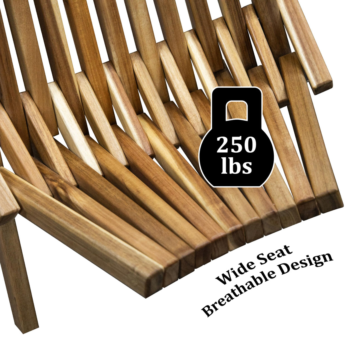 Melino Wooden Folding Chair for Outdoor - Low Profile Acacia Wood Lounge Chair with FSC Certified - Fully Assembled Outdoor Foldable Chairs for Patio, Porch, Pool Deck, Lawn, Garden - Sandstone Melino