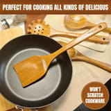 Renexas 9 Pcs Wooden Spoons for Cooking Utensils, Natural Teak Wooden Cooking Spoons with Nonstick Spatula Set, Bamboo Kitchen Utensils With Holder, Wood Spoon Set for Kitchen Essentials Renexas