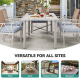 YITAHOME 59" Rectangular Outdoor Patio Dining Table for 6-Person, Outdoor Patio Dining Table with 2" Umbrella Hole and Sturdy Iron Frame Perfect for Lawn Backyard Garden, Gray YITAHOME