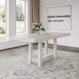 Signature Design by Ashley Robbinsdale Farmhouse Distressed Counter Height Dining Extension Table with Trestle Base, Planked Effect and 2 Removable End Leaves, White Signature Design by Ashley