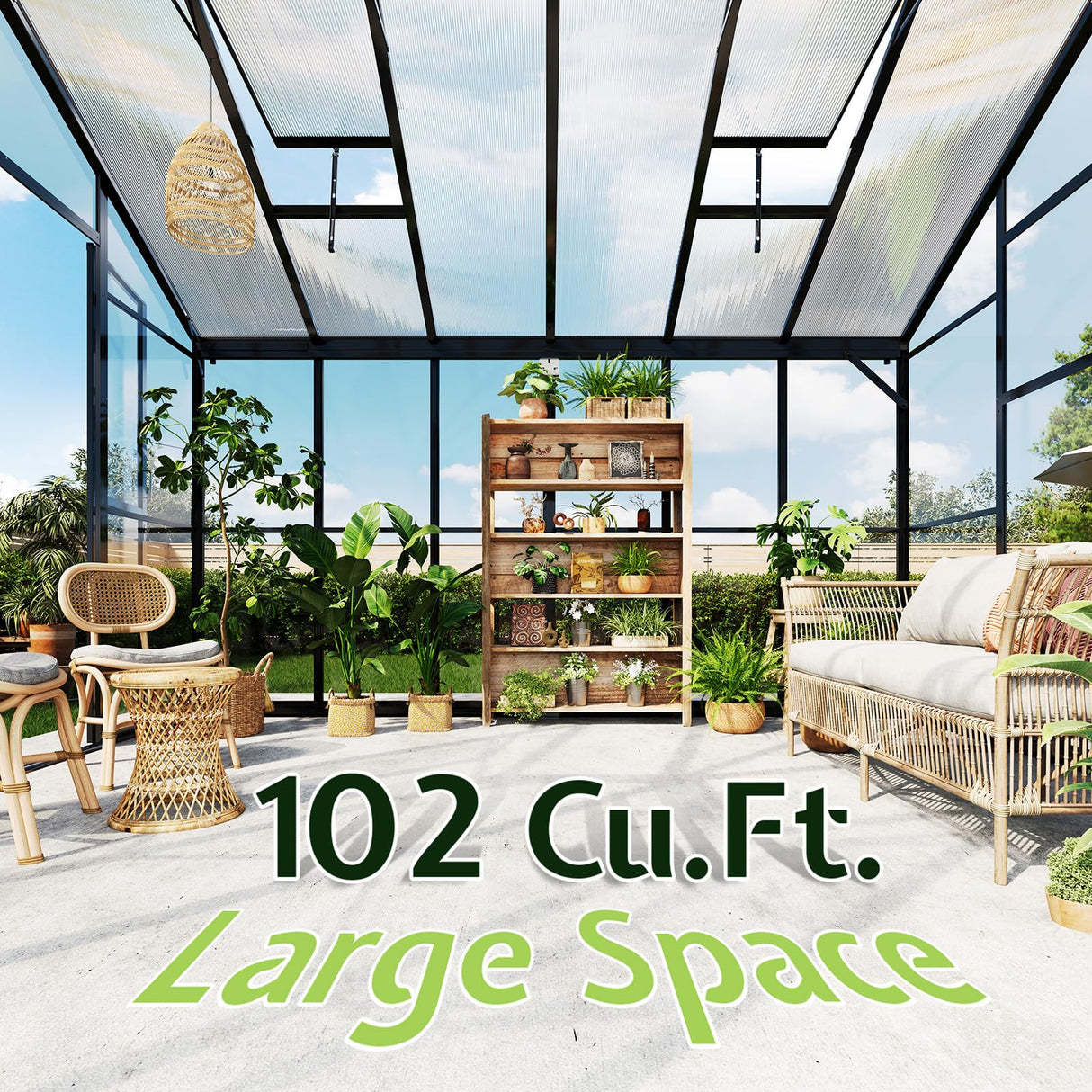 AMERLIFE 12x10x8 FT Hybrid Polycarbonate Walk-in Greenhouse for Outdoors, Aluminum Frame with Quick-Connect Assembly, Double Doors, Ventilation for Backyard Garden, Black AMERLIFE