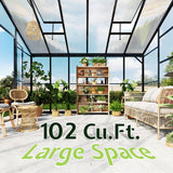 AMERLIFE 12x10x8 FT Hybrid Polycarbonate Walk-in Greenhouse for Outdoors, Aluminum Frame with Quick-Connect Assembly, Double Doors, Ventilation for Backyard Garden, Black AMERLIFE