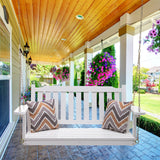 Anraja Wooden Porch Swing 2-Seater, Bench Swing with Hanging Chains, Heavy Duty 800 LBS, for Outdoor Patio Garden Yard,4 Ft,White Anraja