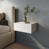 Lumivara Aeris Floating White Modern Nightstand with Storage Drawer, Minimalist Scandinavian, Made with Natural Pine Wood, Wall Mounted Bedside End Table for Bedroom and Living Room Lumivara